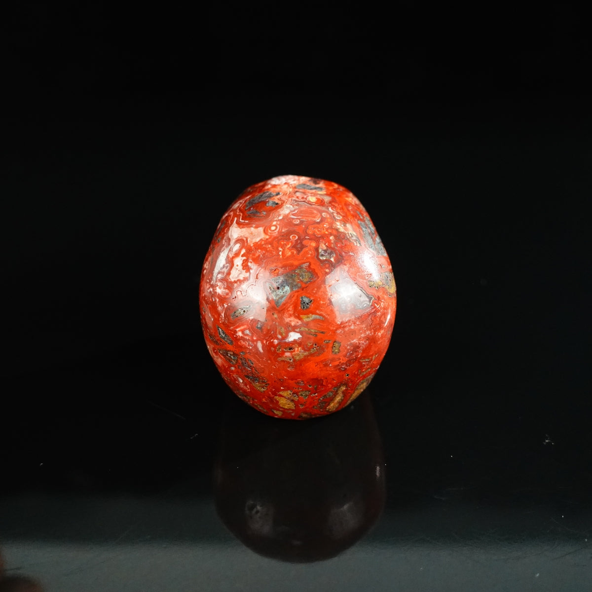 2.2" Red Crazy Lace Agate Crystal Skull Carving - Unique Piece #RC02
