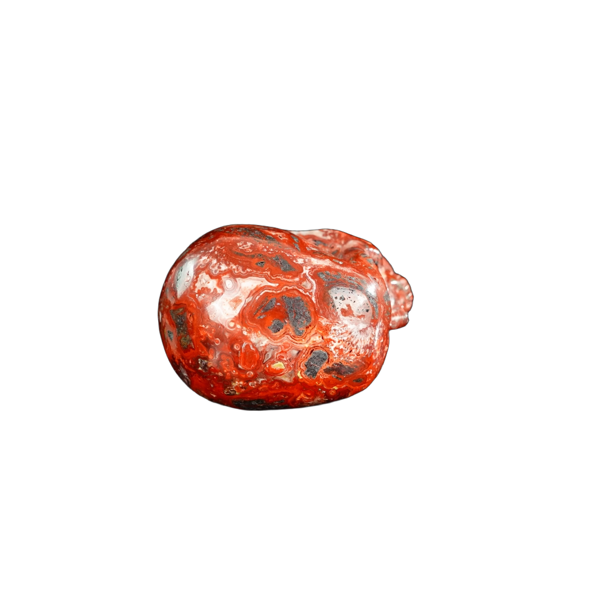 2.2" Red Crazy Lace Agate Crystal Skull Carving - Hand Carved Decor