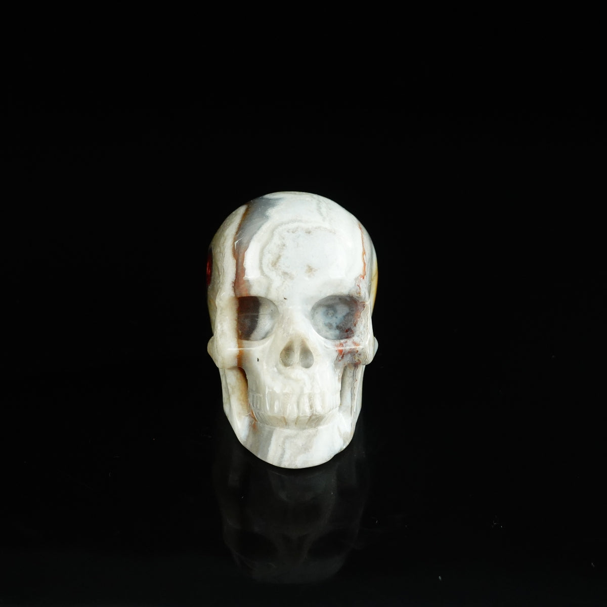 2.2" Red Crazy Lace Agate Crystal Skull Carving - Unique Piece #RC03