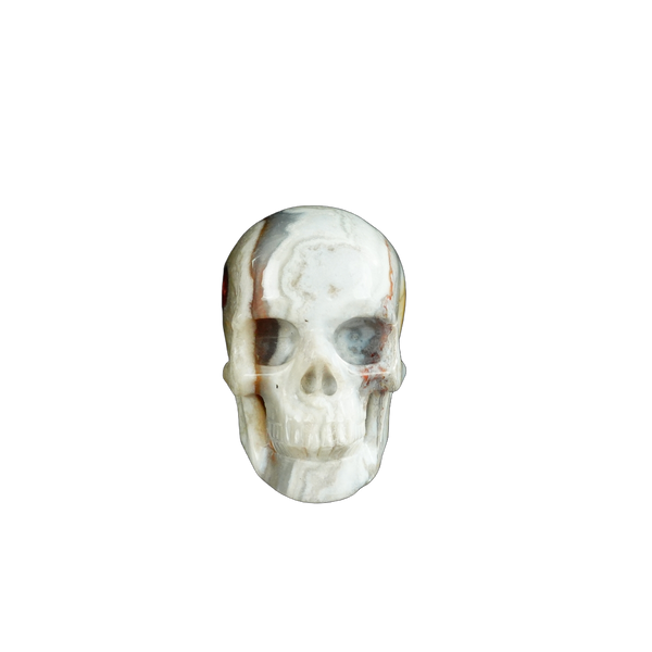2.2" Red Crazy Lace Agate Crystal Skull Carving - Unique Piece #RC03