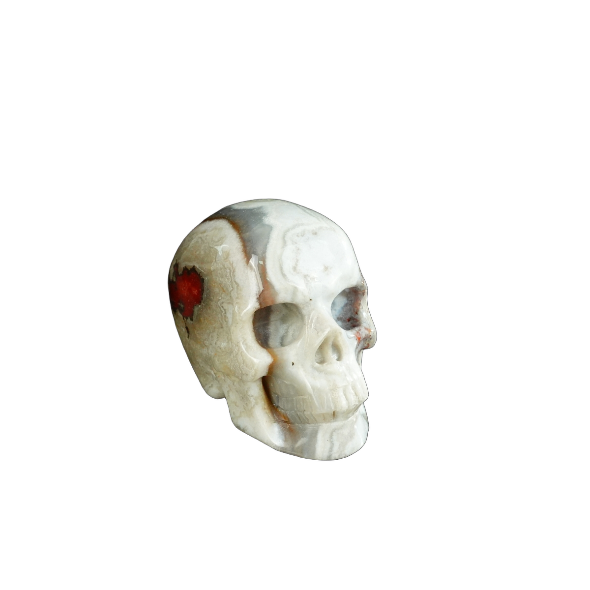 2.2" Red Crazy Lace Agate Crystal Skull Carving - Unique Piece #RC03