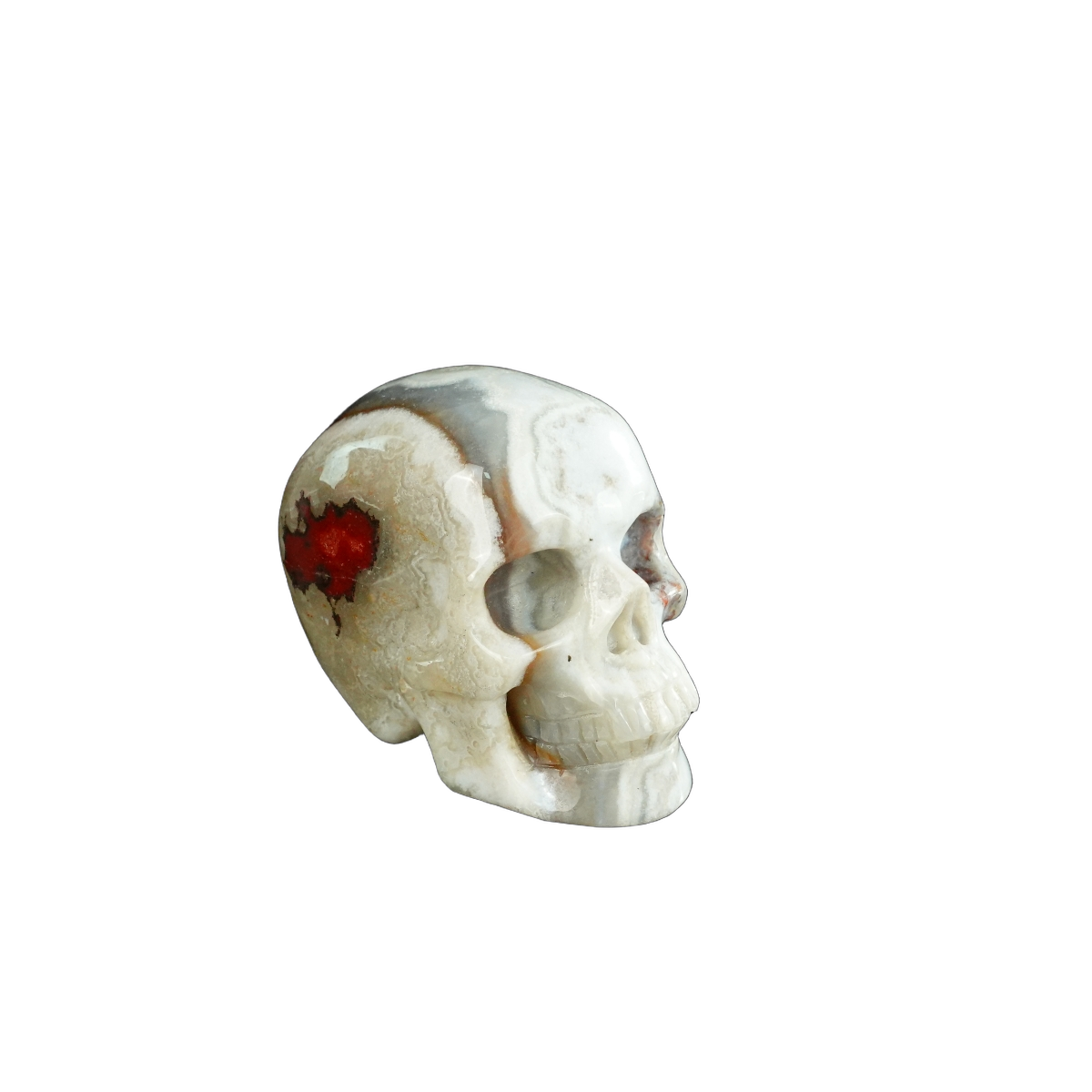 2.2" Red Crazy Lace Agate Crystal Skull Carving - Unique Piece #RC03