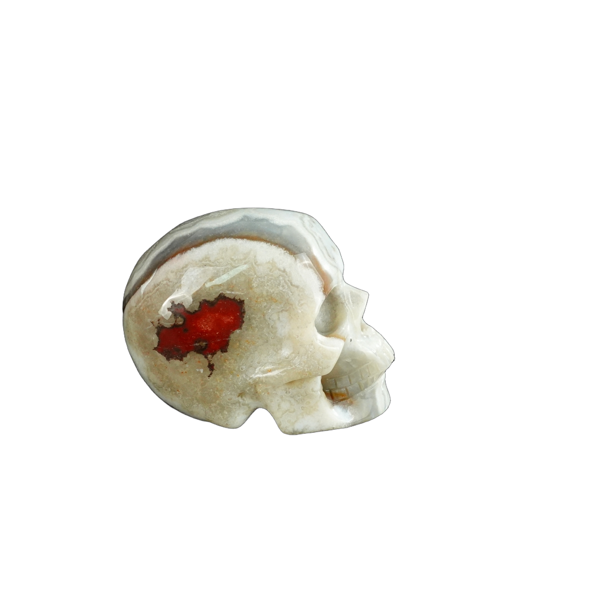 2.2" Red Crazy Lace Agate Crystal Skull Carving - Unique Piece #RC03