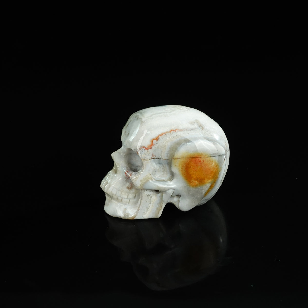 2.2" Red Crazy Lace Agate Crystal Skull Carving - Unique Piece #RC03