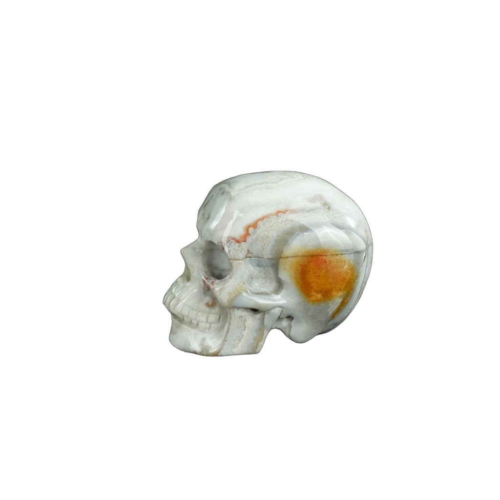 2.2" Red Crazy Lace Agate Crystal Skull Carving - Unique Piece #RC03