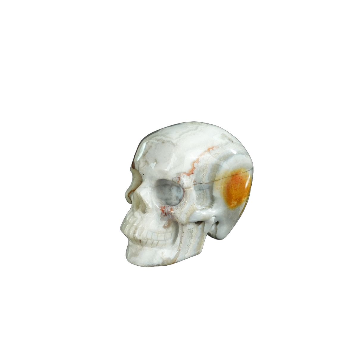 2.2" Red Crazy Lace Agate Crystal Skull Carving - Unique Piece #RC03