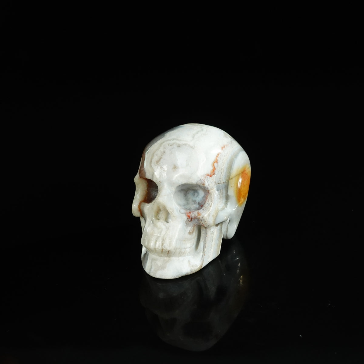 2.2" Red Crazy Lace Agate Crystal Skull Carving - Unique Piece #RC03