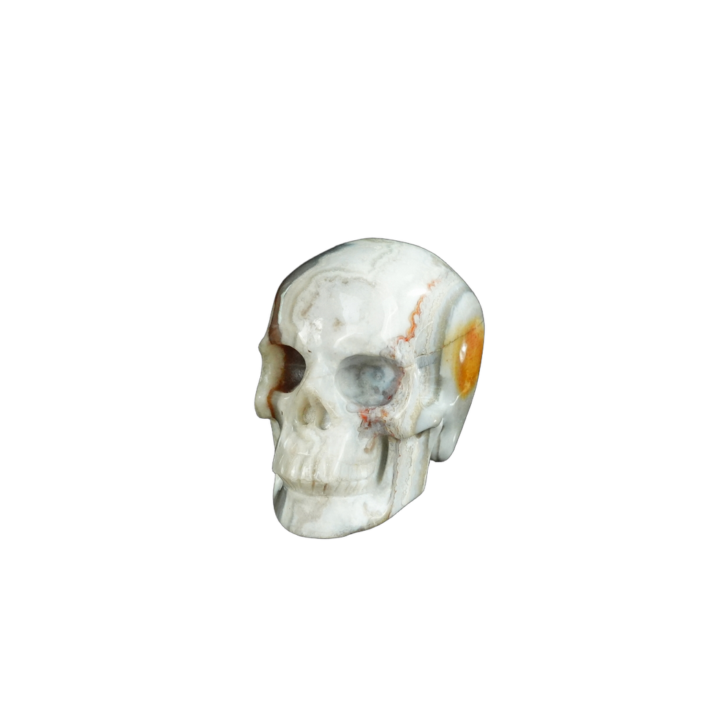 2.2" Red Crazy Lace Agate Crystal Skull Carving - Unique Piece #RC03