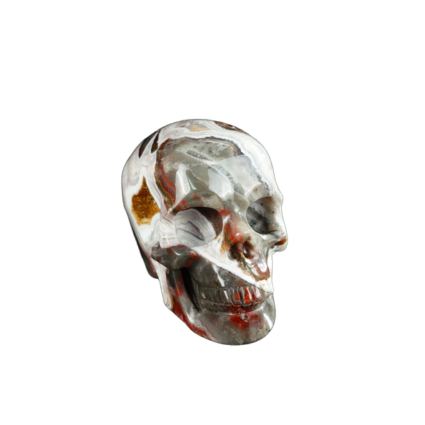2.2" Red Crazy Lace Agate Crystal Skull Carving - Unique Piece #RC04 - alternate view