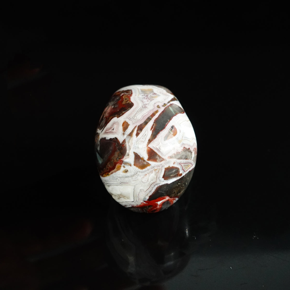 2.2" Red Crazy Lace Agate Crystal Skull Carving - Unique Piece #RC04