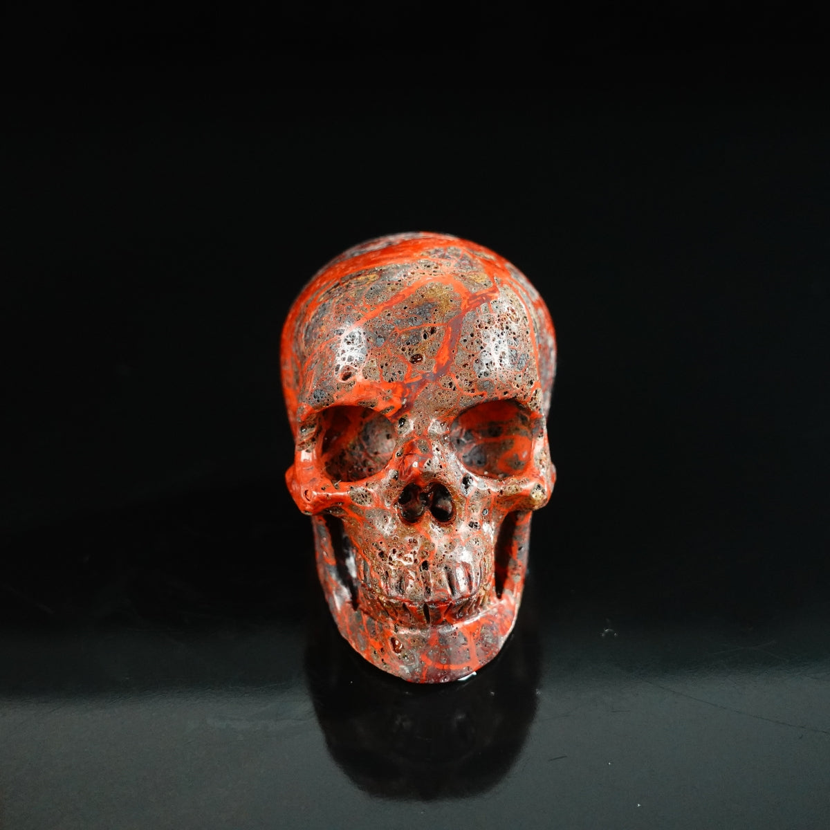 2.2" Red Crazy Lace Agate Crystal Skull Carving - Unique Piece #RC05