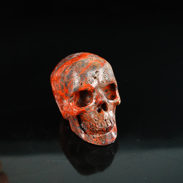 2.2" Red Crazy Lace Agate Crystal Skull Carving - Unique Piece #RC05 - alternate view