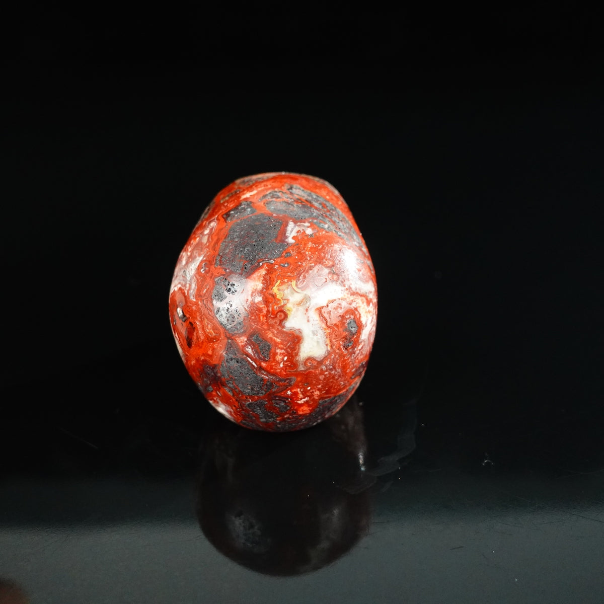 2.2" Red Crazy Lace Agate Crystal Skull Carving - Unique Piece #RC05
