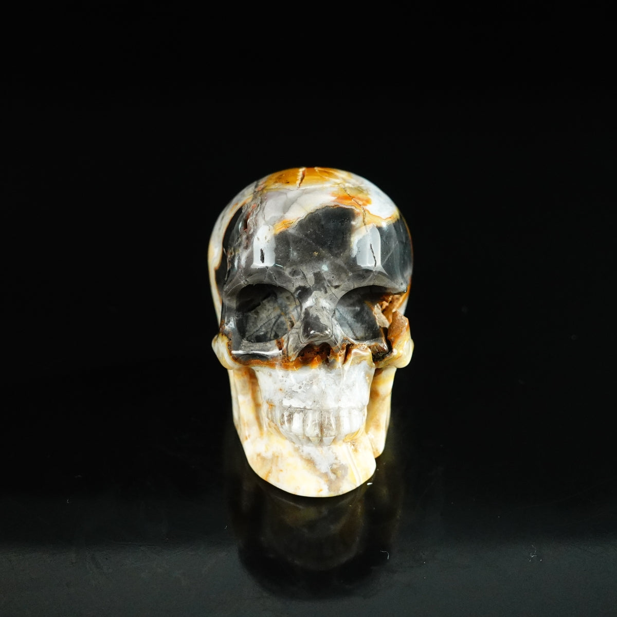 2.2" Red Crazy Lace Agate Crystal Skull Carving - Unique Piece #RC06
