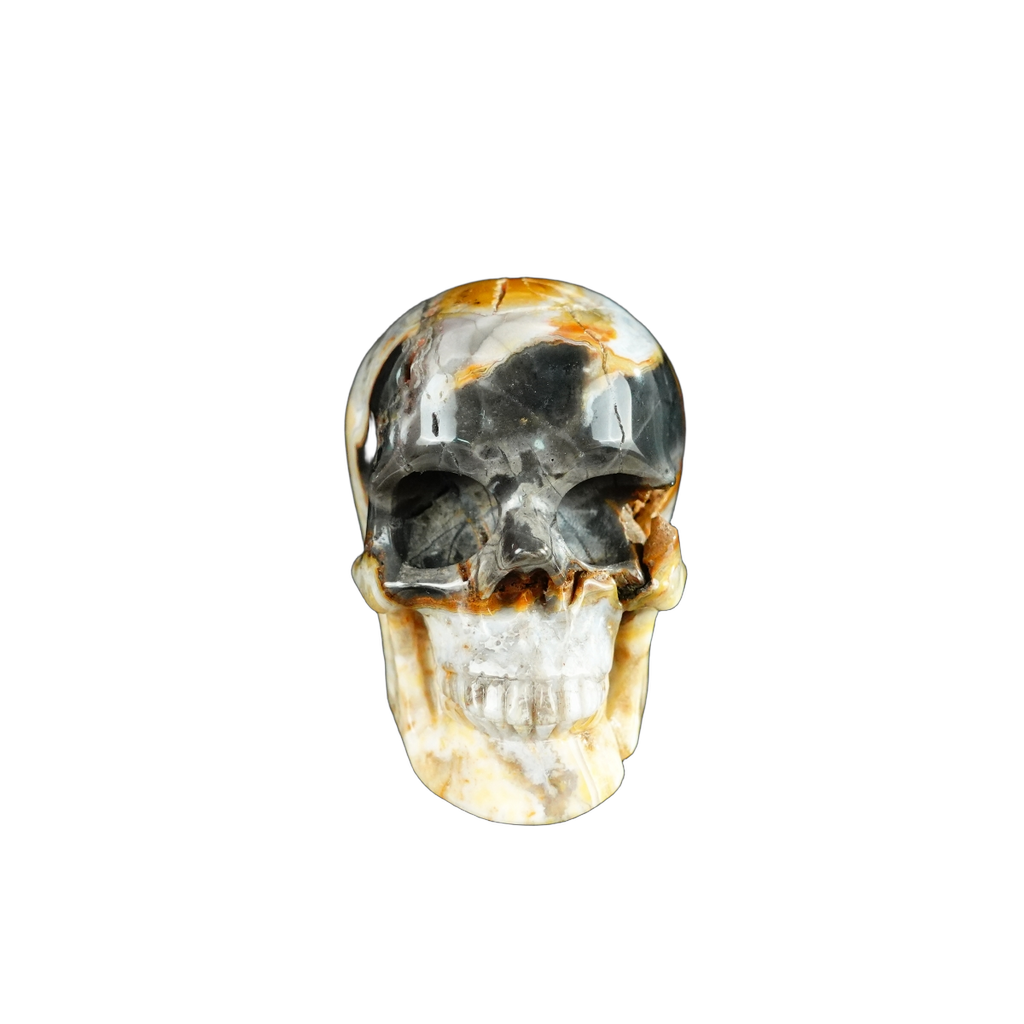 2.2" Red Crazy Lace Agate Crystal Skull Carving - Unique Piece #RC06