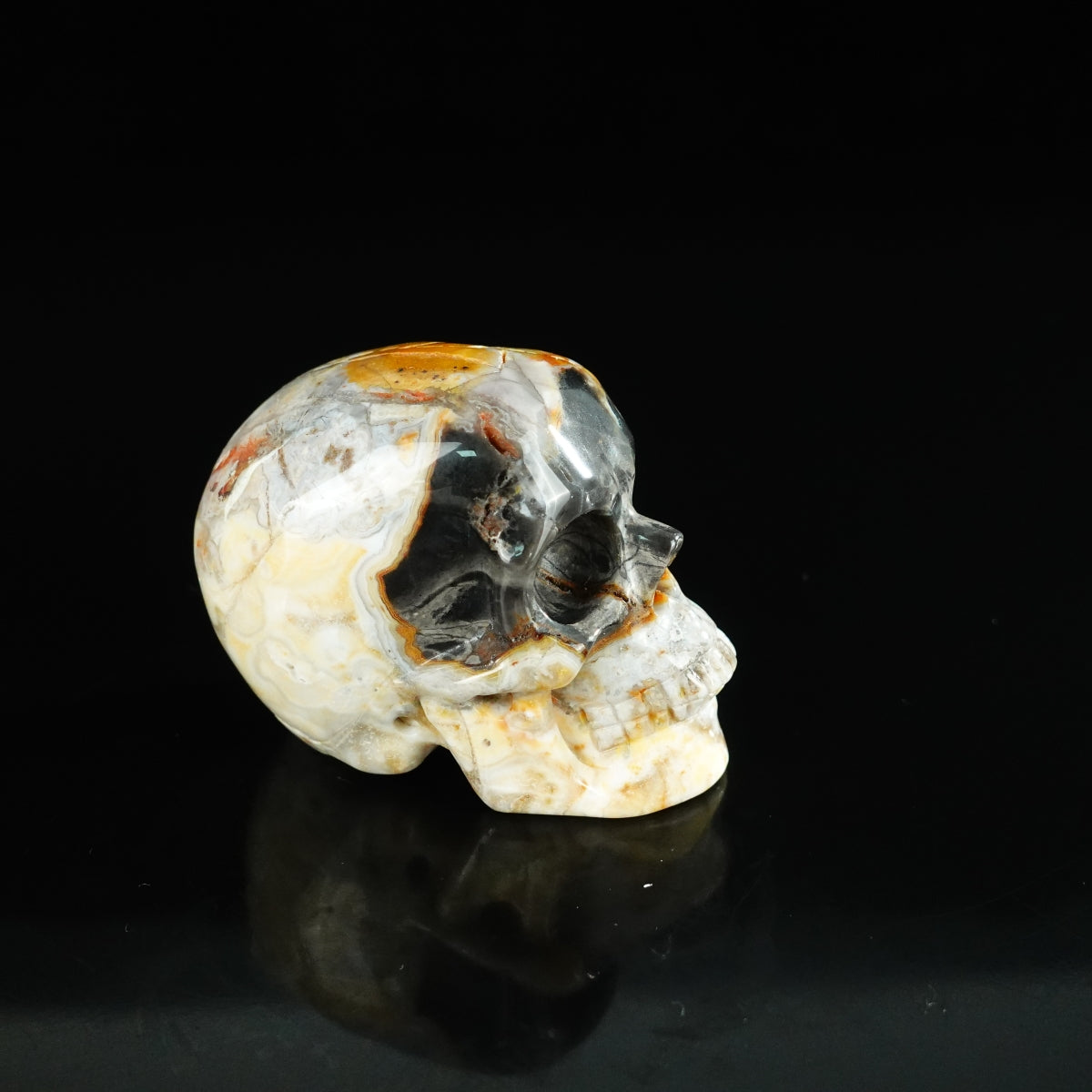 2.2" Red Crazy Lace Agate Crystal Skull Carving - Unique Piece #RC06