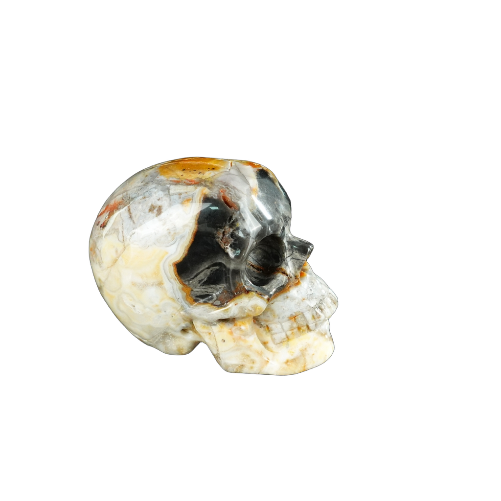 2.2" Red Crazy Lace Agate Crystal Skull Carving - Unique Piece #RC06