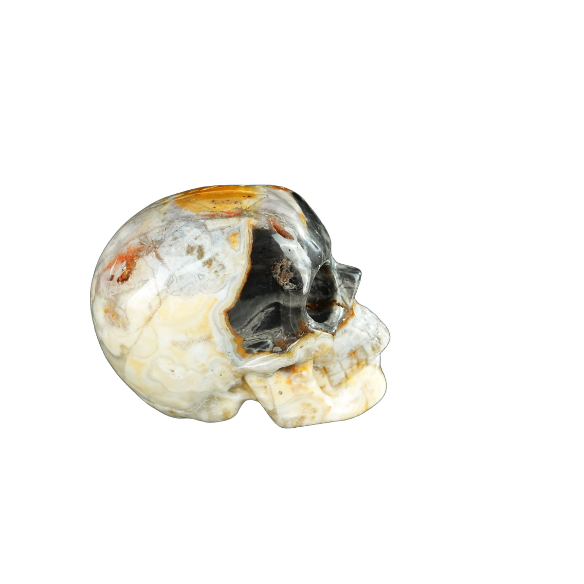 2.2" Red Crazy Lace Agate Crystal Skull Carving - Unique Piece #RC06