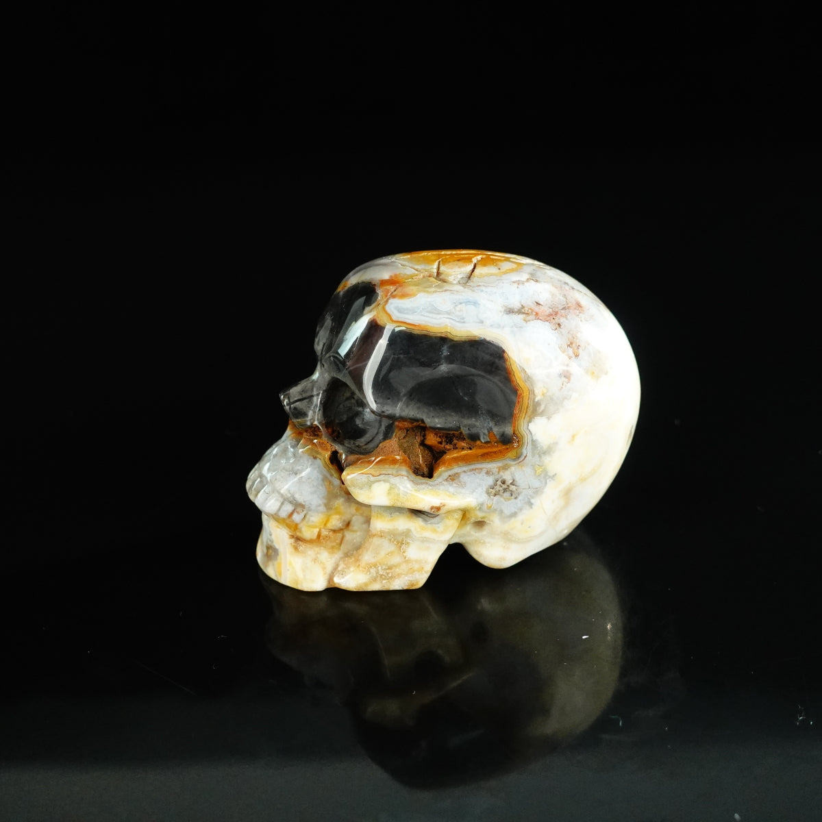 2.2" Red Crazy Lace Agate Crystal Skull Carving - Unique Piece #RC06