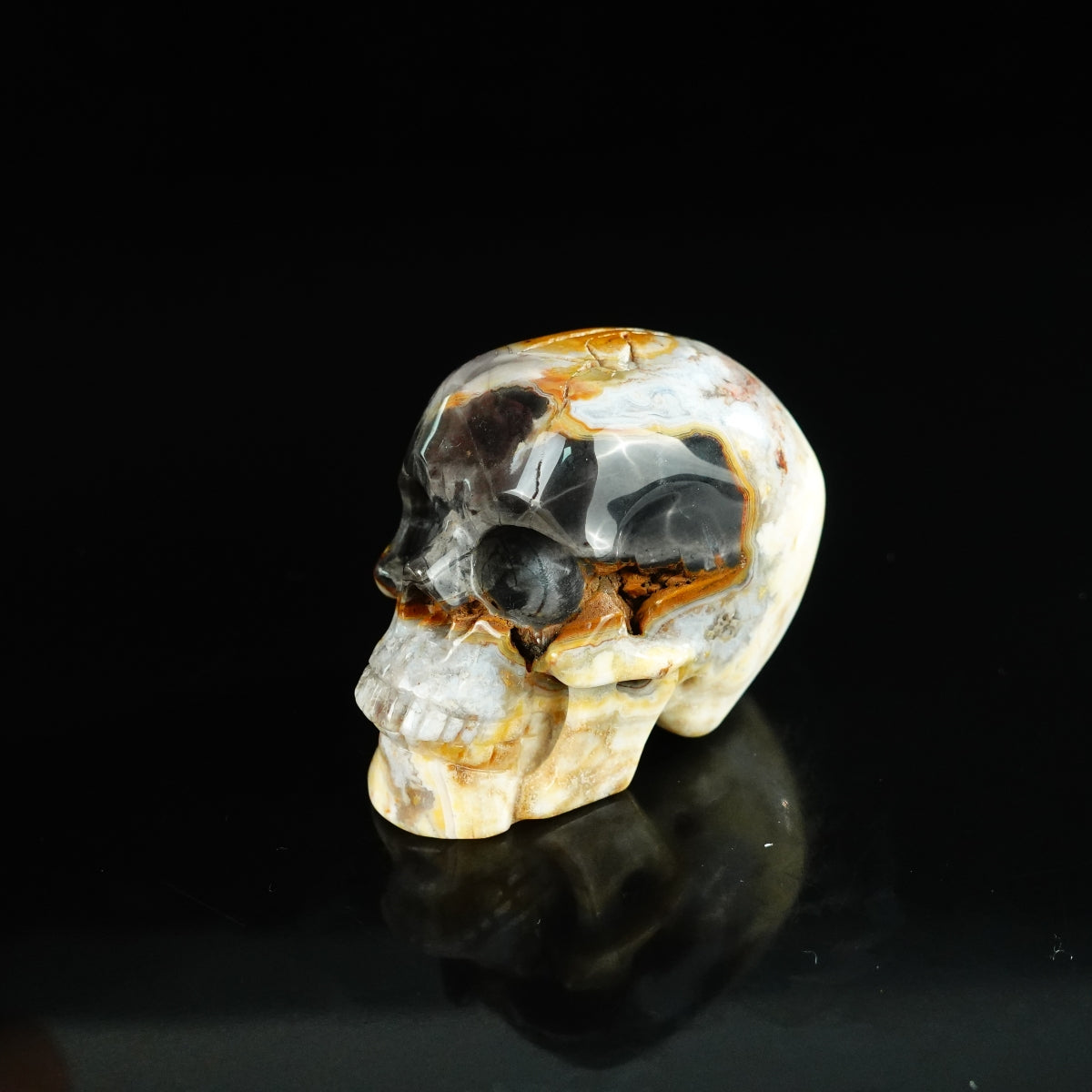 2.2" Red Crazy Lace Agate Crystal Skull Carving - Unique Piece #RC06