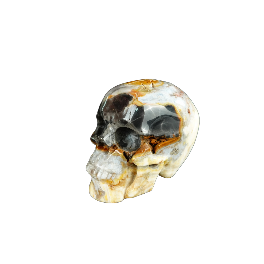2.2" Red Crazy Lace Agate Crystal Skull Carving - Unique Piece #RC06
