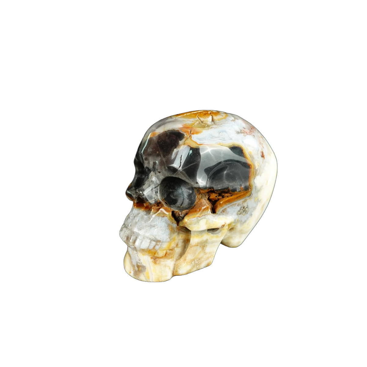 2.2" Red Crazy Lace Agate Crystal Skull Carving - Unique Piece #RC06