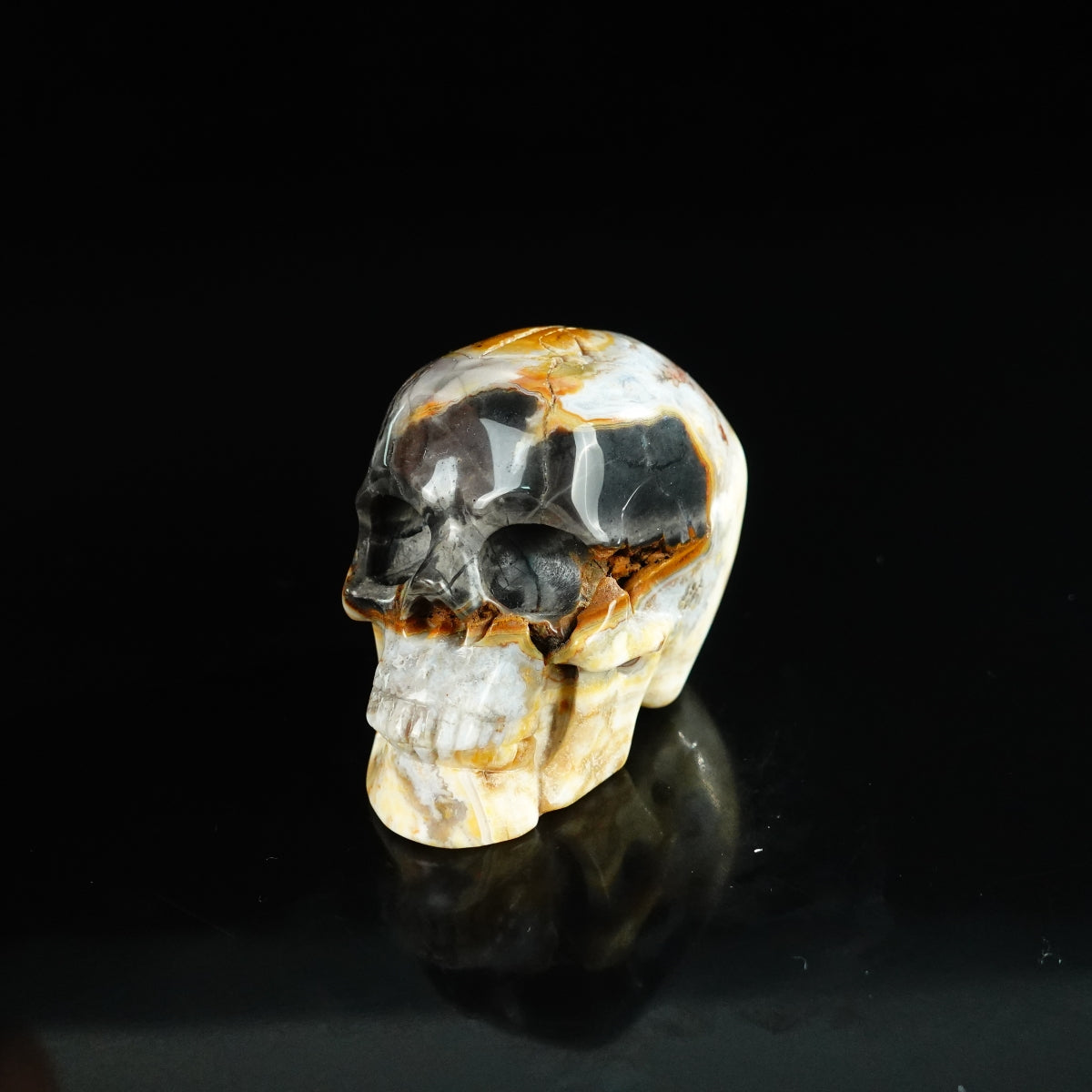 2.2" Red Crazy Lace Agate Crystal Skull Carving - Unique Piece #RC06