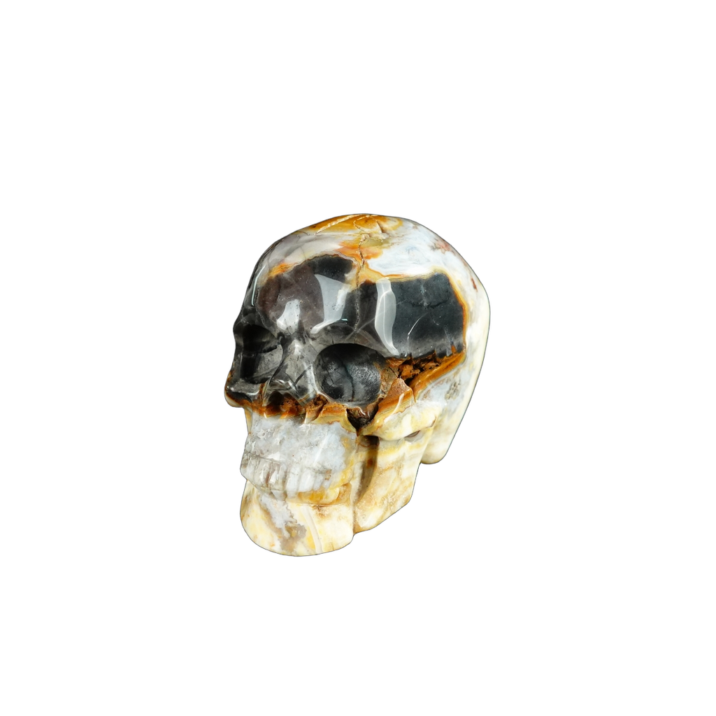 2.2" Red Crazy Lace Agate Crystal Skull Carving - Unique Piece #RC06