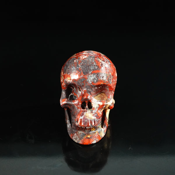 2.2" Red Crazy Lace Agate Crystal Skull Carving - Unique Piece #RC07