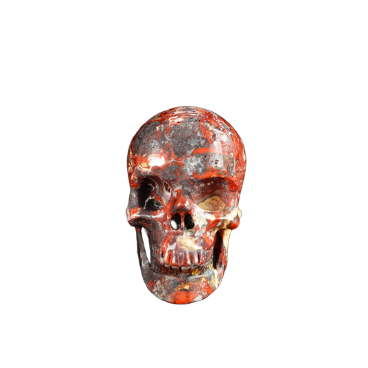 2.2" Red Crazy Lace Agate Crystal Skull Carving - Unique Piece #RC07