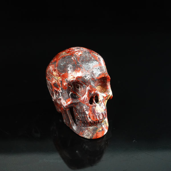 2.2" Red Crazy Lace Agate Crystal Skull Carving - Unique Piece #RC07 - alternate view