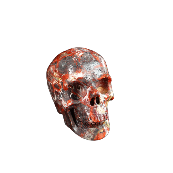 2.2" Red Crazy Lace Agate Crystal Skull Carving - Unique Piece #RC07 - alternate view