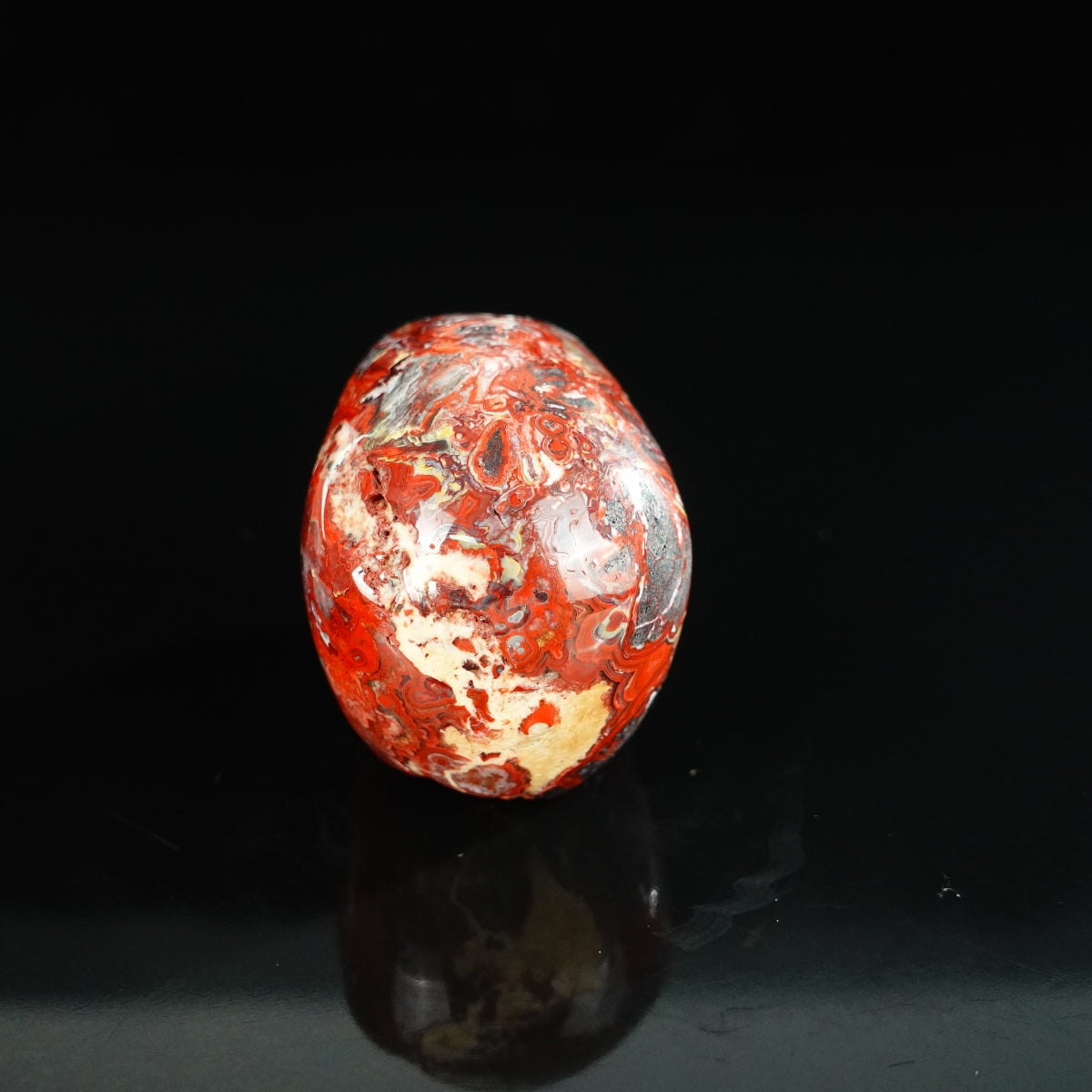 2.2" Red Crazy Lace Agate Crystal Skull Carving - Unique Piece #RC07