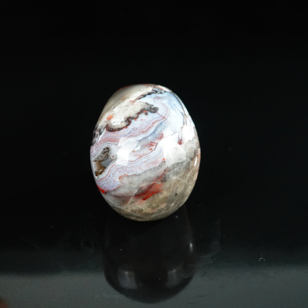 2.2" Red Crazy Lace Agate Crystal Skull Carving - Unique Piece #RC08