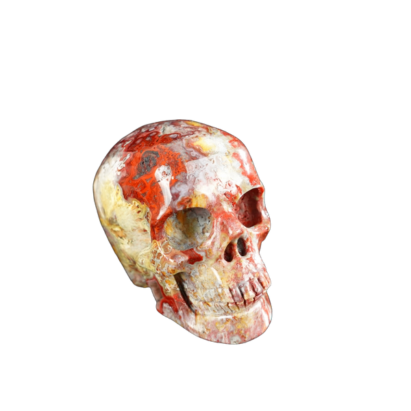 2.2" Red Crazy Lace Agate Crystal Skull Carving - Unique Piece #RC09 - alternate view