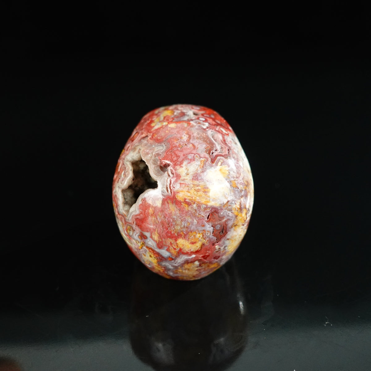 2.2" Red Crazy Lace Agate Crystal Skull Carving - Unique Piece #RC09