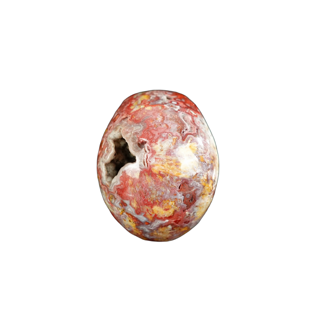 2.2" Red Crazy Lace Agate Crystal Skull Carving - Unique Piece #RC09