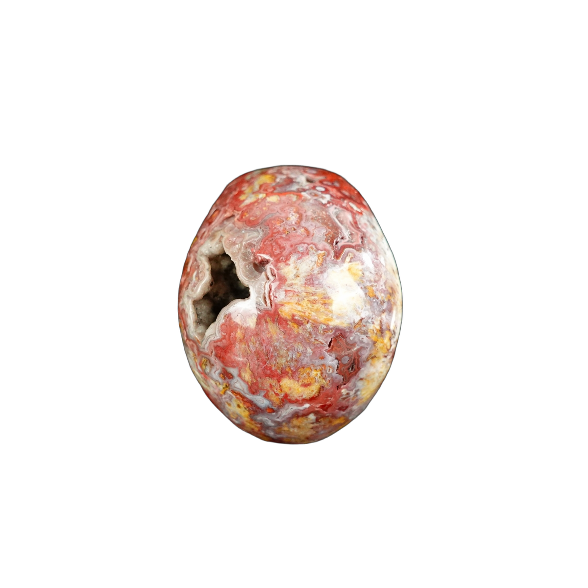 2.2" Red Crazy Lace Agate Crystal Skull Carving - Unique Piece #RC09