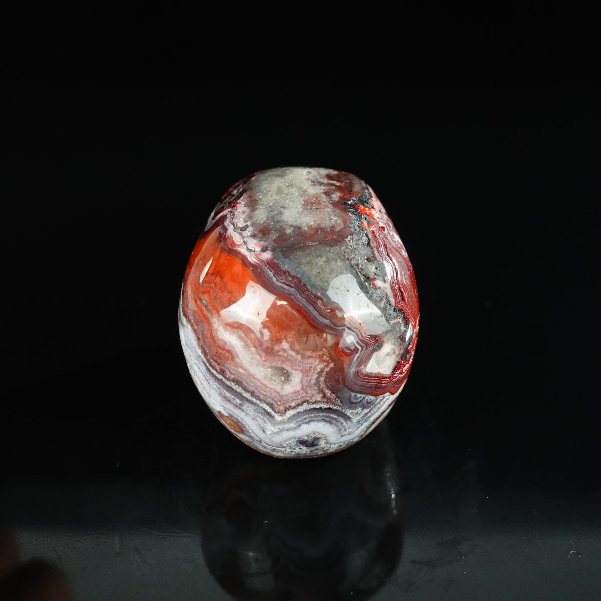 2.2" Red Crazy Lace Agate Crystal Skull Carving - Unique Piece #RC10