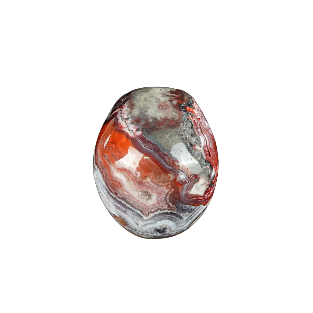 2.2" Red Crazy Lace Agate Crystal Skull Carving - Unique Piece #RC10