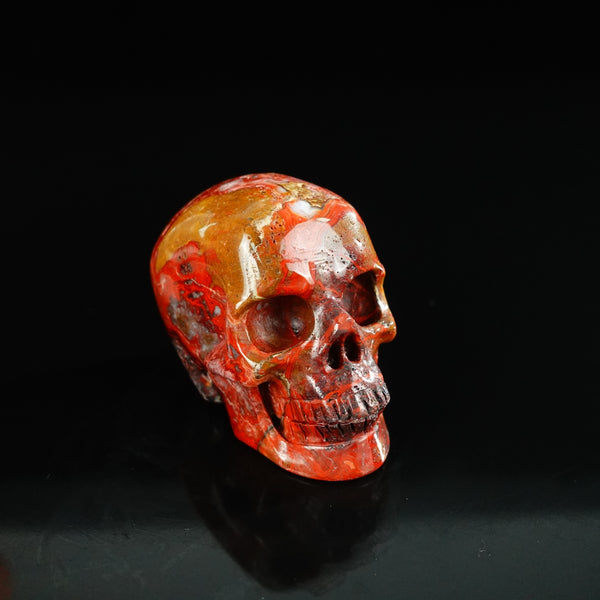 2.2" Red Crazy Lace Agate Crystal Skull Carving - Unique Piece #RC11 - alternate view