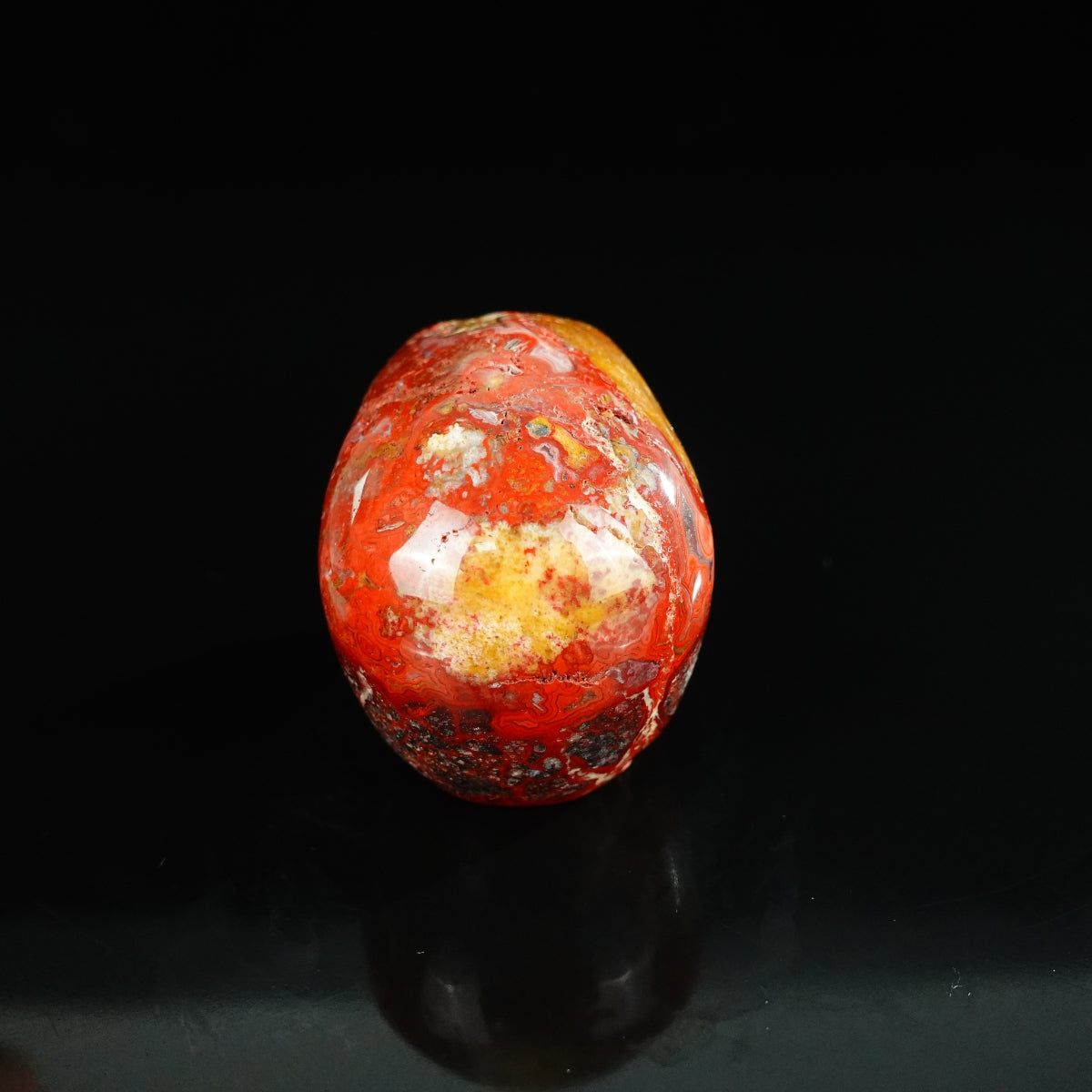 2.2" Red Crazy Lace Agate Crystal Skull Carving - Unique Piece #RC11