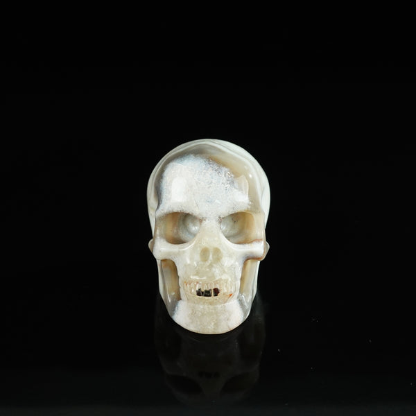 2.2" Red Crazy Lace Agate Crystal Skull Carving - Unique Piece #RC12