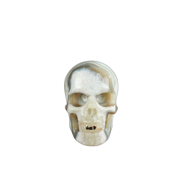 2.2" Red Crazy Lace Agate Crystal Skull Carving - Unique Piece #RC12