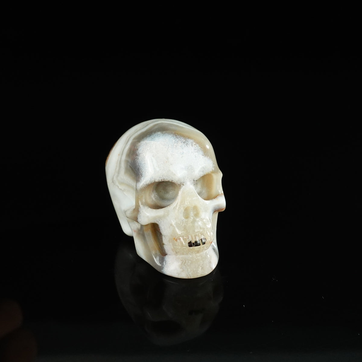 2.2" Red Crazy Lace Agate Crystal Skull Carving - Unique Piece #RC12