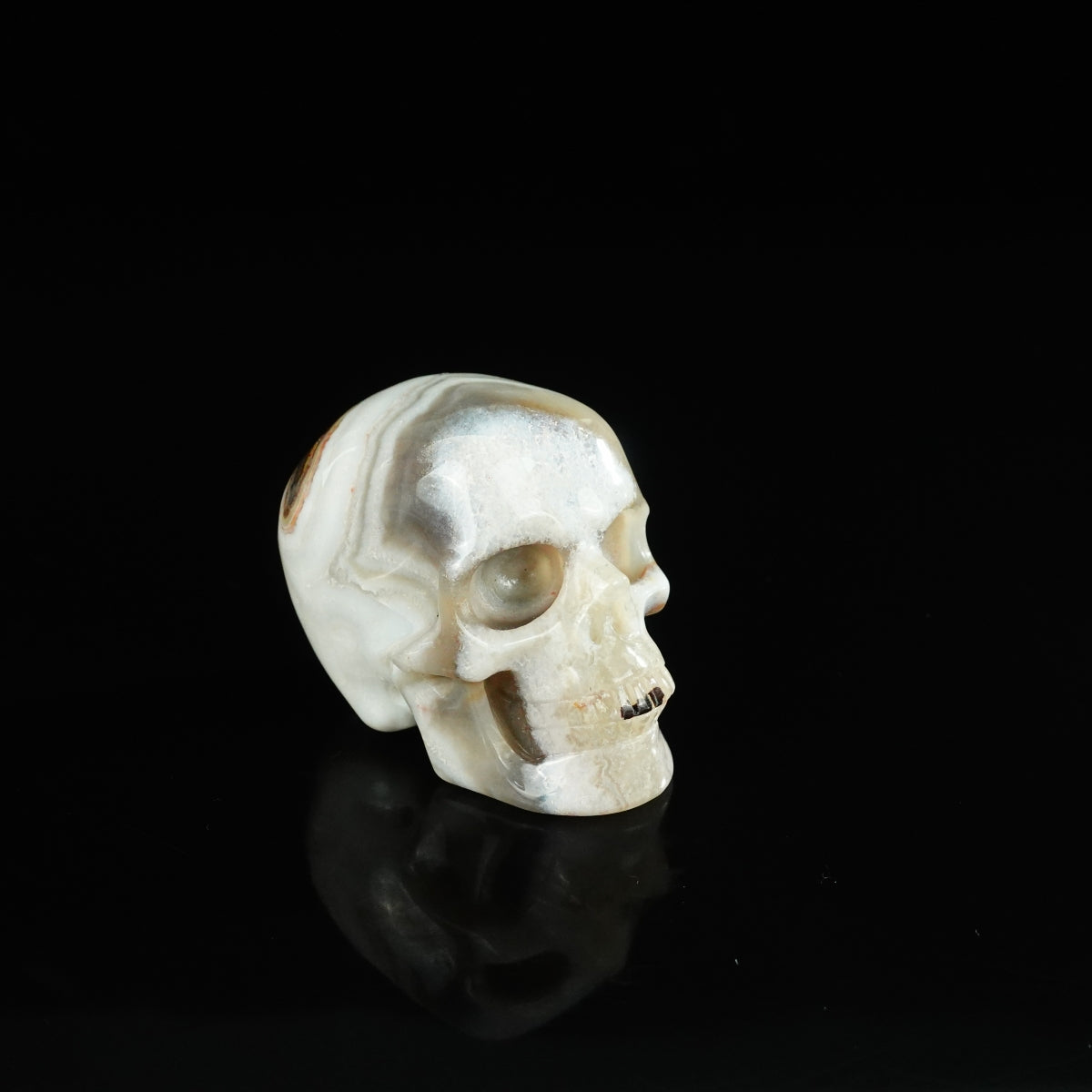 2.2" Red Crazy Lace Agate Crystal Skull Carving - Unique Piece #RC12