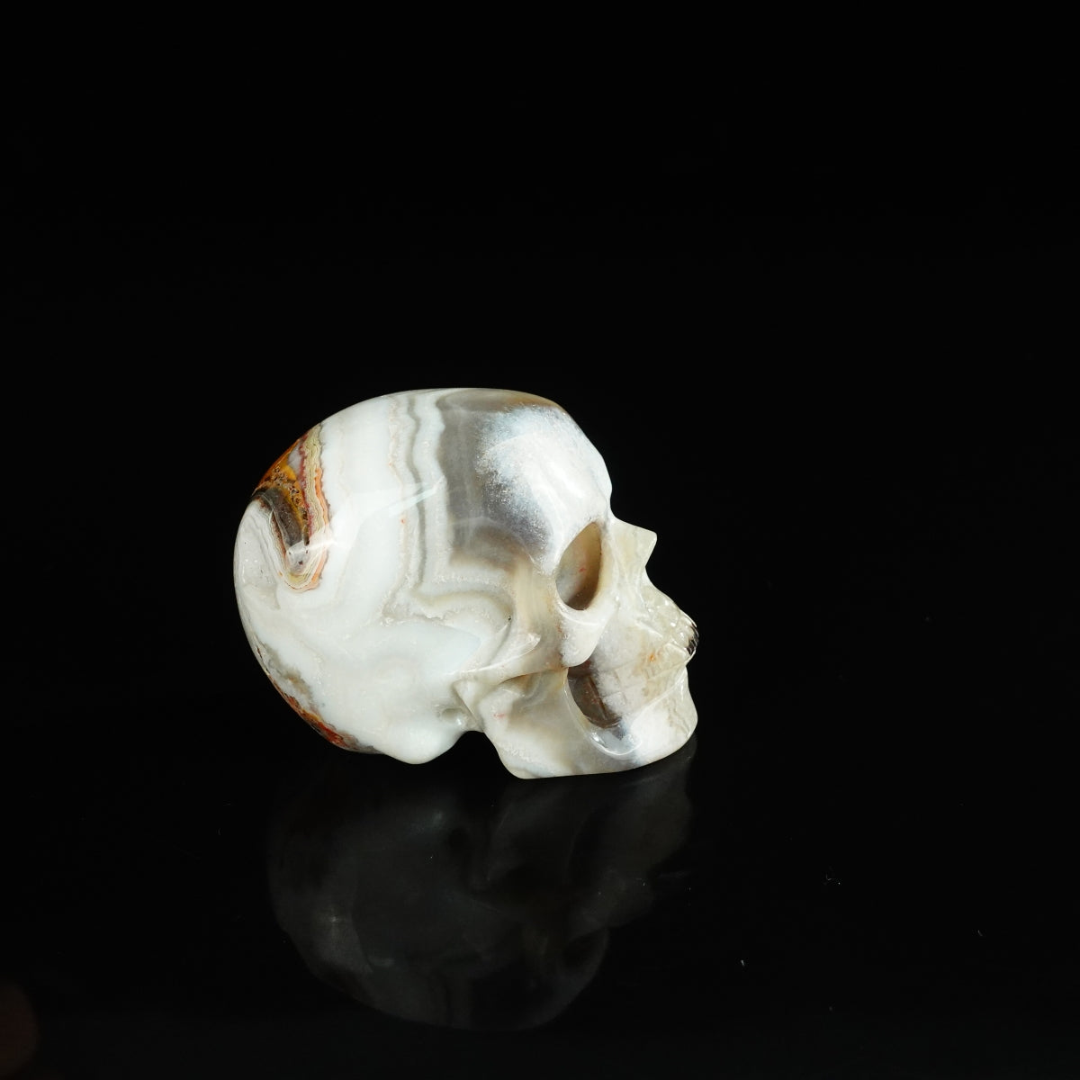 2.2" Red Crazy Lace Agate Crystal Skull Carving - Unique Piece #RC12