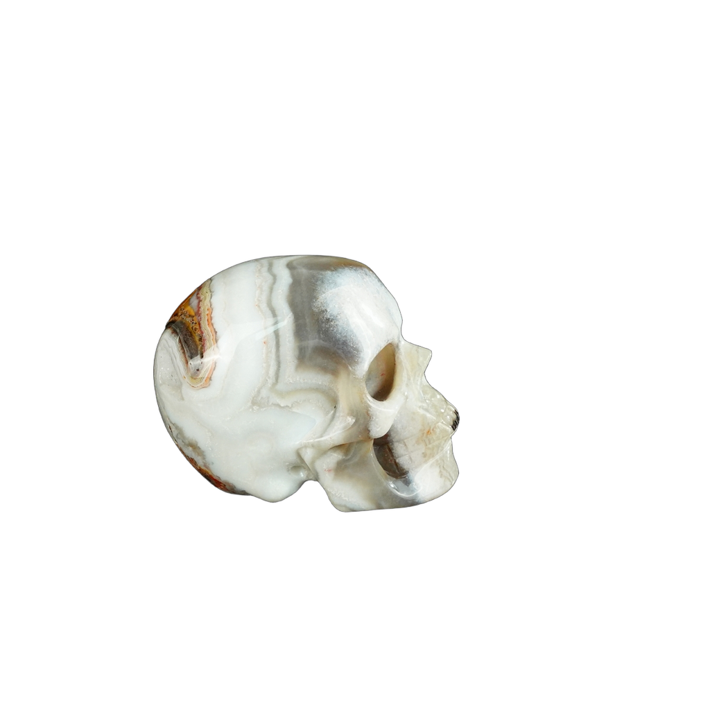 2.2" Red Crazy Lace Agate Crystal Skull Carving - Unique Piece #RC12