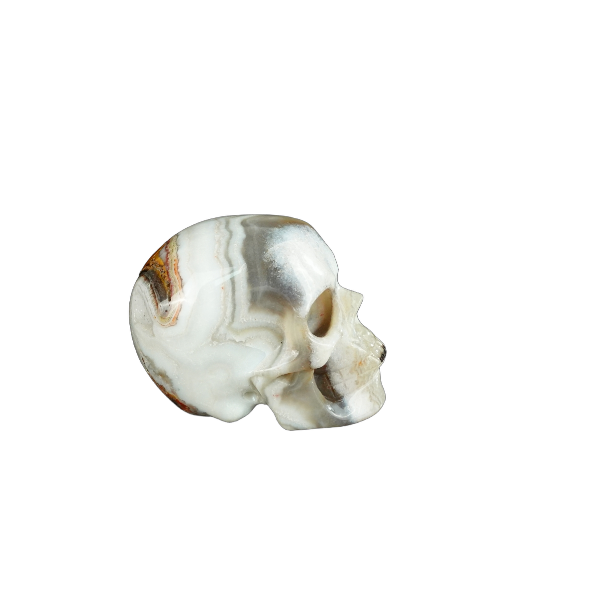 2.2" Red Crazy Lace Agate Crystal Skull Carving - Unique Piece #RC12