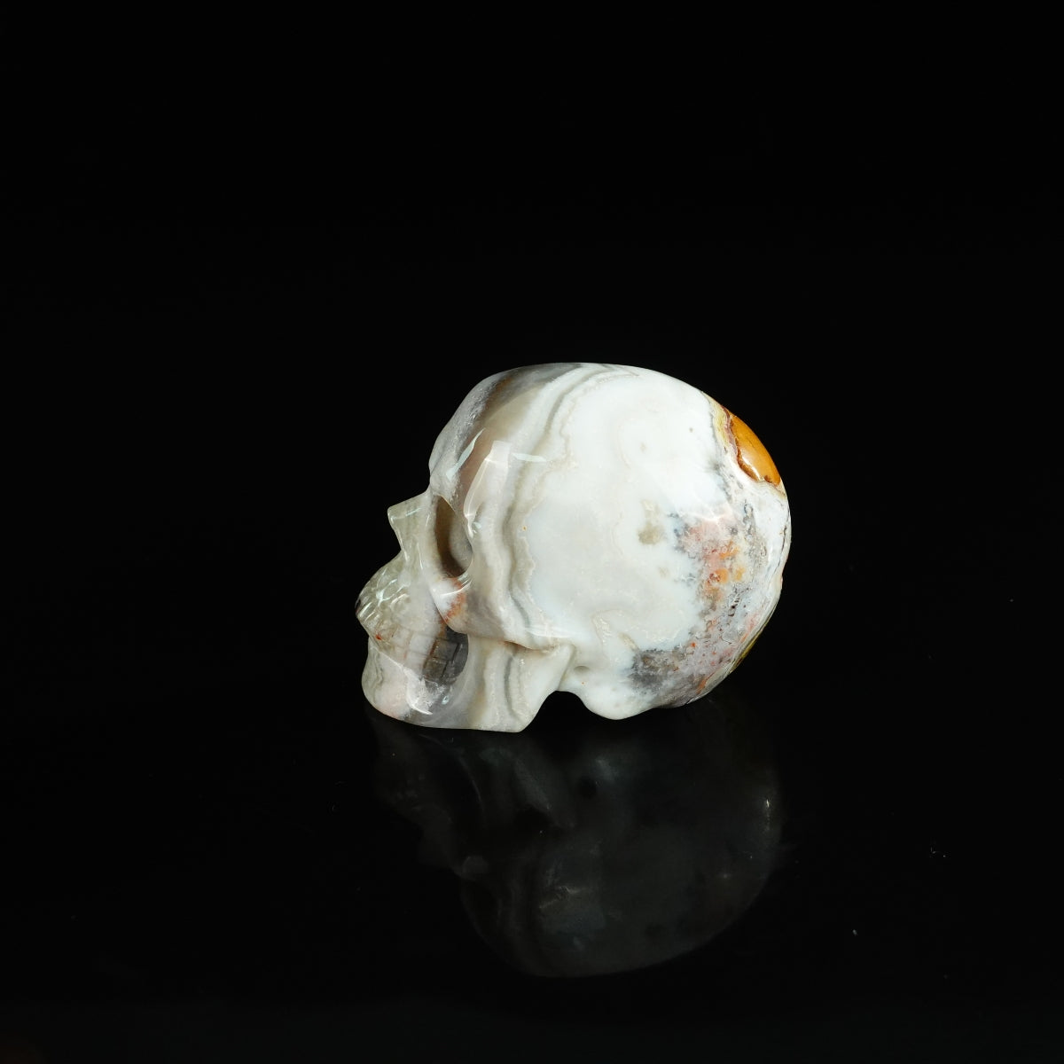 2.2" Red Crazy Lace Agate Crystal Skull Carving - Unique Piece #RC12